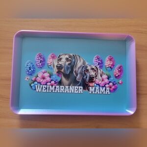 💀NEW 💀 Hand Crafted Weimaraner Mama Decorative Tray - Blue and Purple